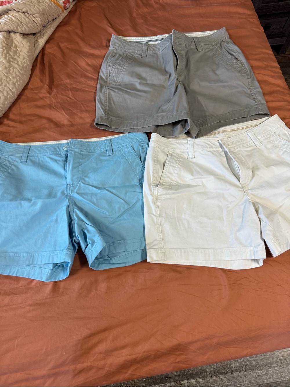Natural Reflections Women's Shorts Trio - Blue, White, tan